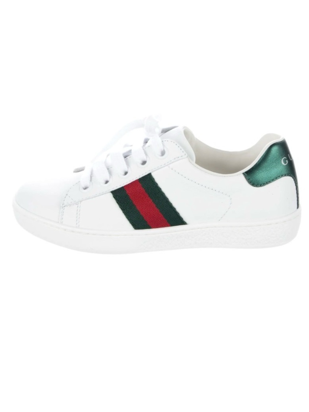 Gucci Kids Ace Lace Up Sneakers Leather Web Low Top Boys Size 11